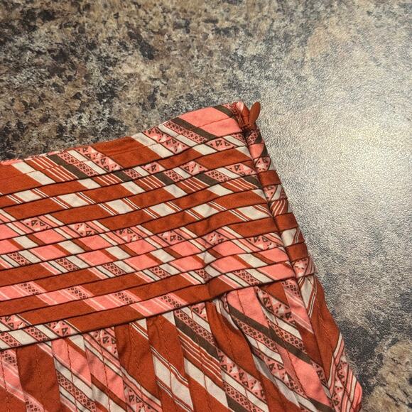Talbots Skirt Pleated Boho Retro Preppy Coastal Cottage Prairie Orange Pink 14P - Picture 3 of 4